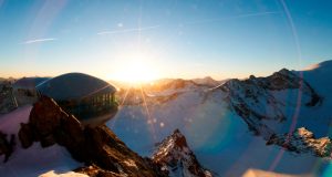 Sonnenuntergang am Pitztaler Gletscher im Café 3.440